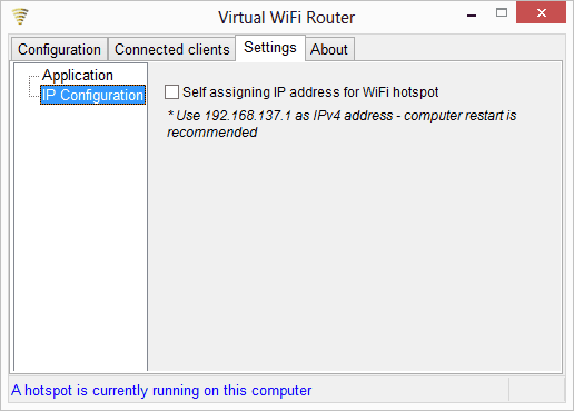 Use default IP address for the created virtual hotspots